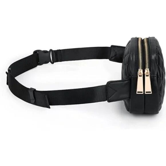 BELT Bag for Women Fanny Waist Pack Fashion Designer, Quilted Black Pu - Picture 6 of 9